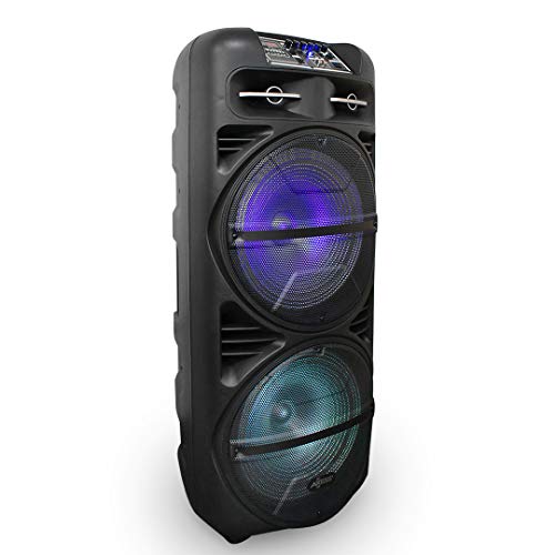 Portable Bluetooth Party Speaker, with Round LED Lights, 15" Woofer, 3" Tweeter, USB