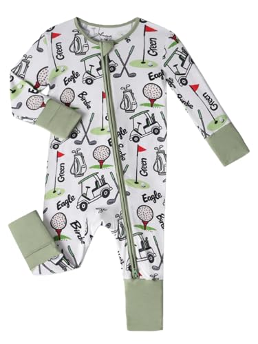 Image of Unisex Baby Bamboo Viscose Long Sleeve Romper, Cute Prints Zipper Footless Jumpsuit, Toddler One-Piece Outfits