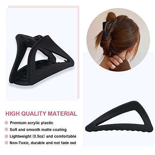 Medium Hair Clips For Women Girls Fine Hair, Nonslip French Hair Claw Clips For Thin/Medium Thick Hair, Strong Hold Matte Hair Jaw Clips Triangle Hair Claws Hair Clamps With Gift Box, Black #TOP1