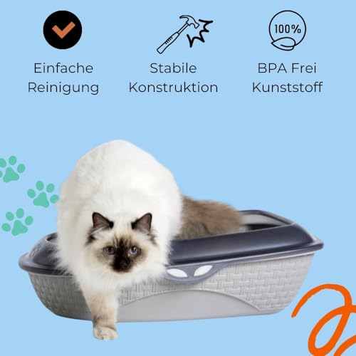 Katzenklo XXL Bama Spa Katzentoilette in Rattan Optik 60 cm