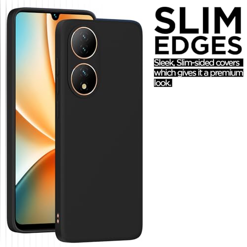 Image of Outlouders Back Cover for Vivo Y100 5G | Camera Protection | Durable Soft Matte Silicone Bumper Case (Black)