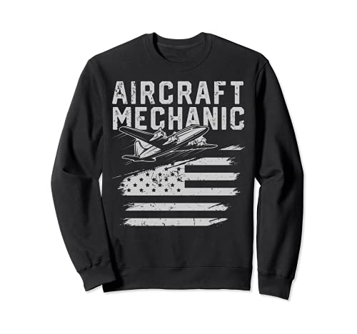 Aircraft Mechanic American Flag Airplane Vintage Gifts Men Sweatshirt