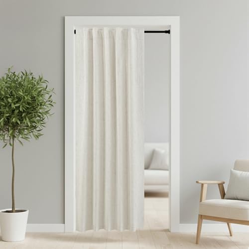 KOUFALL Linen Blackout Door Curtain for Doorways Bedroom,
