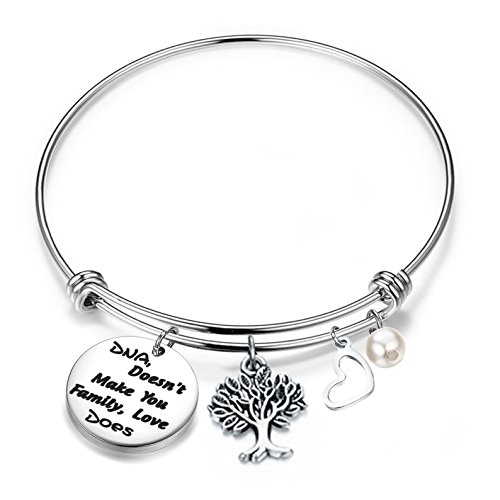 FEELMEM Stepdaughter Bracelet DNA Doesn't Make You Family Love Does Expandable Bangle Gift