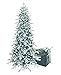 Albero Di Natale Slim Innevato Gaia 210 Cm Con Borsa Porta Albero, Molto Folto E Realistico In PE (polietilene) Real Touch e PVC, Apertura Ad Ombrello, Design Salvaspazio Alto E Stretto Alla Base
