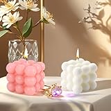 2PCS Bubble Candle, Cube Soy Wax Bubble Candles, Handcrafted Natural Scented Aesthetic Bubble Candle Set for Home Bedroom Decor, Birthday Mothers Day Gifts