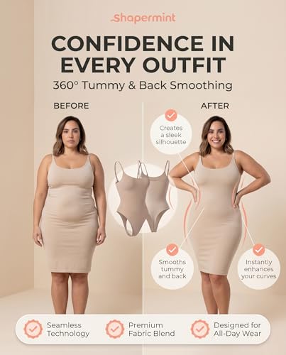 Image of SHAPERMINT Brief & Thong Bodysuit - Tummy Control Seamless Body Shaper, Shapewear for Women Small to Plus Size