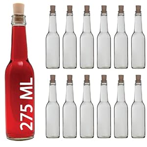 casavetro Clear Cork Stopper Lege glazen flessen 275 ml – Herbruikbare navulbare kurkdeksels – Air-Tight voor Sloe Gin…
