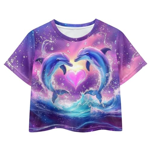 Image of Girls Summer Crop Top Outfits Short Sleeve T Shirts Kids Cute Clothes Tees Blouse