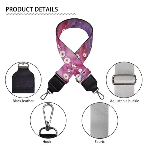Image of Coldinair Purple Marble Purse Straps Daisy Replacement Crossbody Bag Straps,Wide Shoulder Strap Adjustable Guitar Strap for Purse