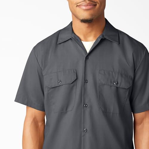 Image of Dickies Men's Short Sleeve Work Shirt - Durable Twill Button Down Shirts for Men, Lightweight Uniform for Daily Wear