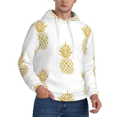Sweat à capuche homme imprimé ananas doré coupe confort