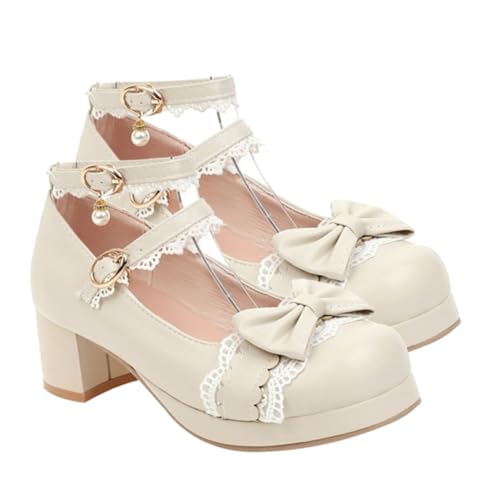 Babies femme Lolita rose à talons et chaussures gothiques avec semelle caoutchouc