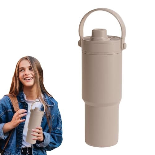 Termo Con Pajita,Taza De Agua Con Tapa Y Base Plana Antifugas 750ml | Botella Térmica Antifugas Para Escuela Senderismo Gimnasio Y Acampada