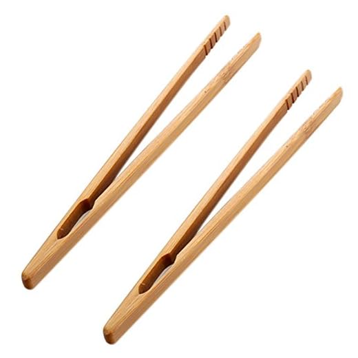 Ogquaton - Pinzas para tostadora (bambú, 2 Unidades, 18 cm)