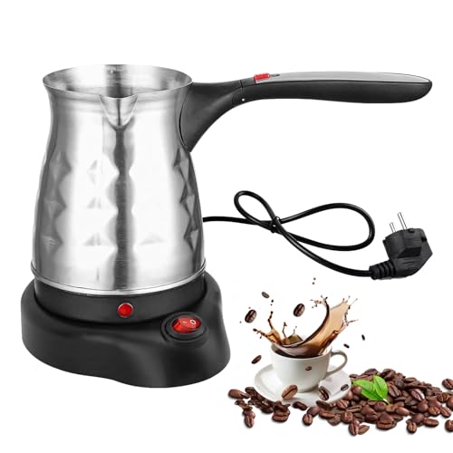 SUNOYA Cafetera Turca Eléctrica Con Mango, 500ml Cafetera Eléctrica, Cafetera Eléctrica, Cafetera Turca, Cafetera Expreso Inducción Con Acero Inoxidable Viajar SUNOYA Cafetera Turca Eléctrica Con Mango, 500ml Cafetera Eléctrica, Cafetera Eléctrica, Cafetera Turca, Cafetera Expreso Inducción Con Acero Inoxidable Viajar