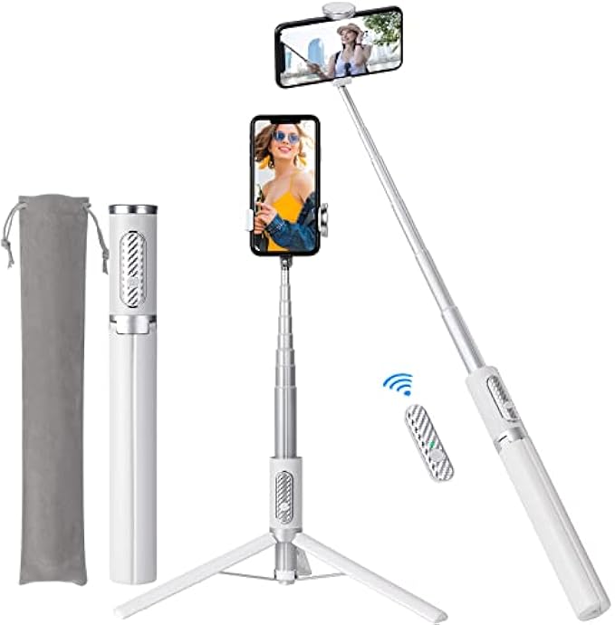 ULCLAYRUS 60" Aluminum Selfie Stick Tripod for iPhone and Android with Remote,Travel Tripod, Phone Tripod Stand 270 Rotation for iPhone 14/13/12/11 Pro/XS Max/XS/XR/X, Samsung and Smartphone White