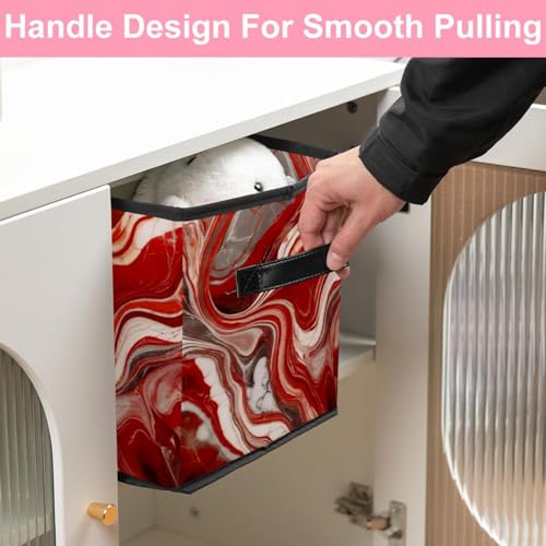 Boîte de rangement marbre rouge pliable pour optimiser les placards vides - 6