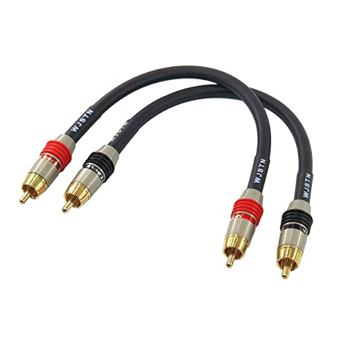 WJSTN RCA to RCA Audio Cable Subwoofer Cable, Digital Coaxial Audio Cable RCA Male to RCA Male Dual Shielded Wire -Black 2pack (6in)