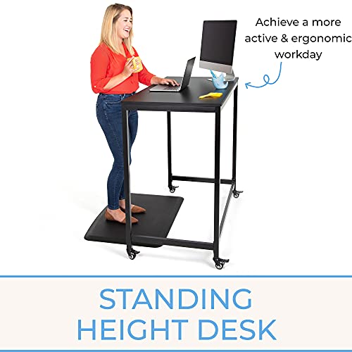 Stand Steady Joy Mobile Workstation | Standing Height Table On Wheels For Home, Office & School | Portable Standing Desk With Locking Wheels | Mobile Training Table & Collaboration Desk(Black/47X24In) #TOP1