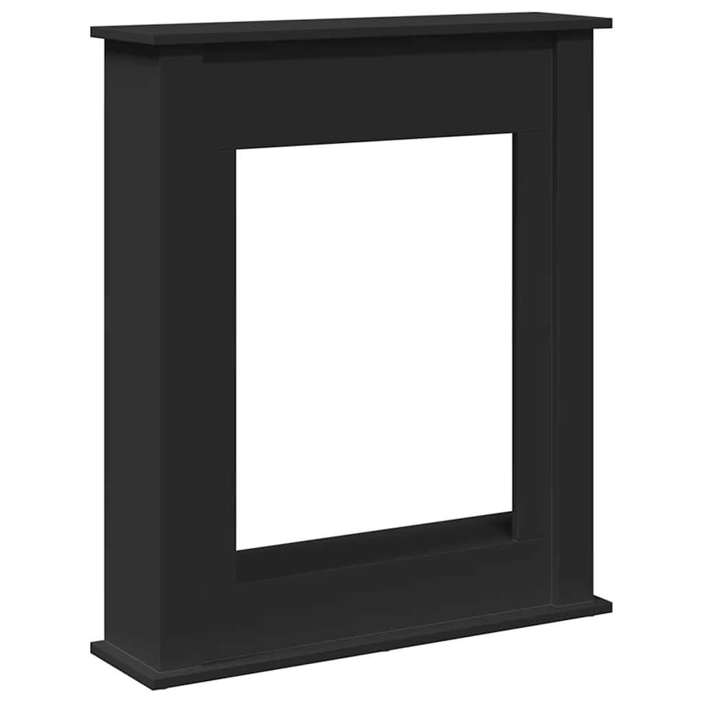 Vidaxl Black Fireplace Surround, Fire Surround Only Compatible With Led Flame, Fireplace Frame For Living Room Hallway, Engineered Wood