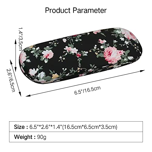 Perfectsight Hard Shell Eyeglasses Case Floral Portable Protective Glasses Case Flower Fabric Surface Eyeglass Case For Women Girls With Microfiber Cleaning Cloth (Black) #TOP1