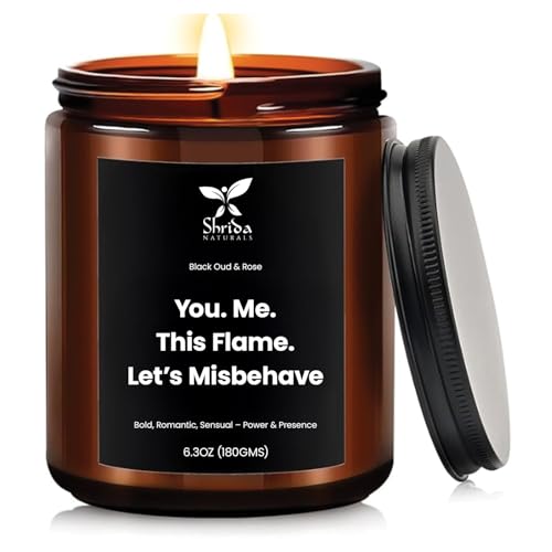 Image of Black Oudh & Rose Soy Candle, 180g, 100% Natural Soy Wax, Hand-Poured Aromatherapy Jar Candle, Essential Oil Scent, 40+ Hour Clean Burn, Gift for Home Decor & Self-Care