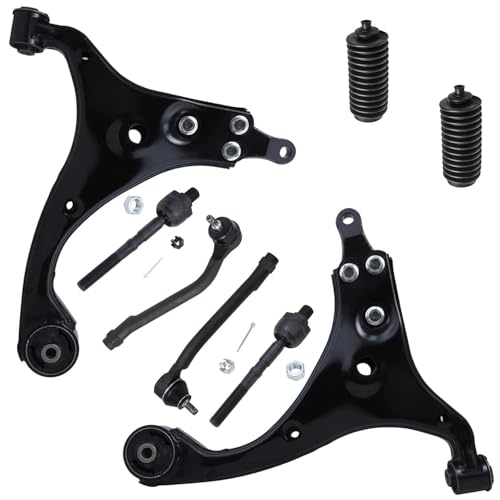Image of Detroit Axle - Front Control Arms Kit for 2007-2012 Hyundai Elantra 2008 2009 2010 2011 2 Lower Control Arms 4 Inner Outer Tie Rods 2 Boots Replacement