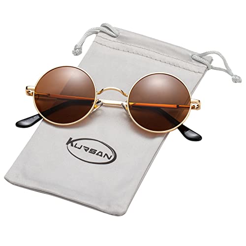 Image of Kursan Small Round Polarized Sunglasses for Women Men Hippie Retro Circle Red Sun Glasses - 45MM