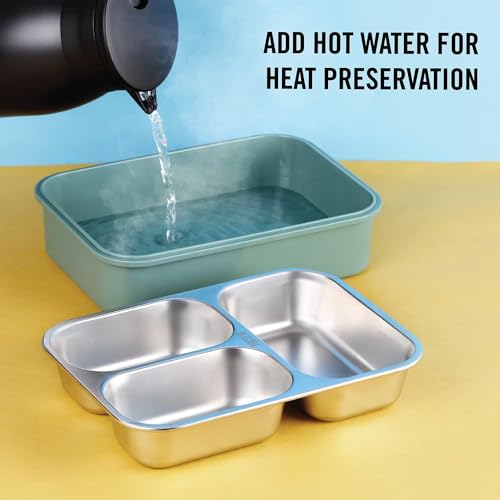 Image of Stainless Steel Lunch Box BPA Free - Durable Food Storage Lunch Box for Office, School & Travel with Secure Lock Lid (Blue)