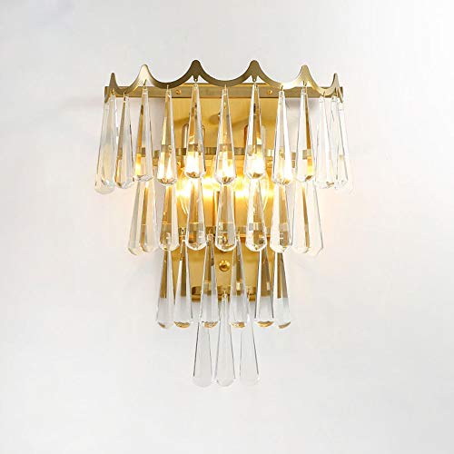 Lámpara de pared dorada de 30x45x15cm, aplique de cristal de alta gama