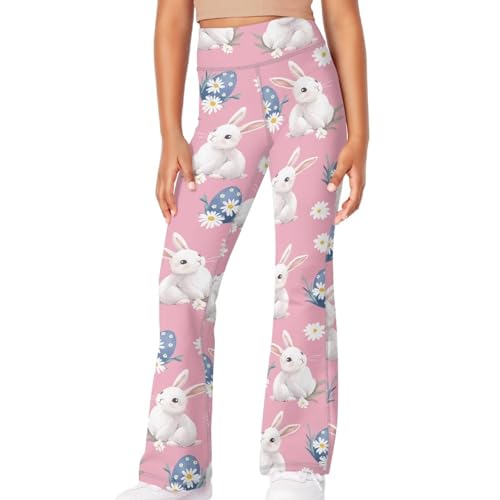 Flare Leggings for 5-14Y Girls Spring Easter Yoga Pants for Kids Elastic Waisted Bell Bottom Leggings for Hiking