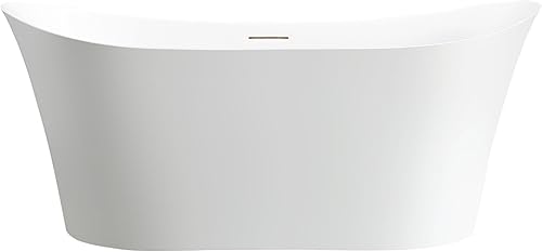 Vanity Art Bañera independiente de acrílico blanco de 67 x 30 pulgadas  Tina de remojo de diseño contemporáneo con drenaje emergente y