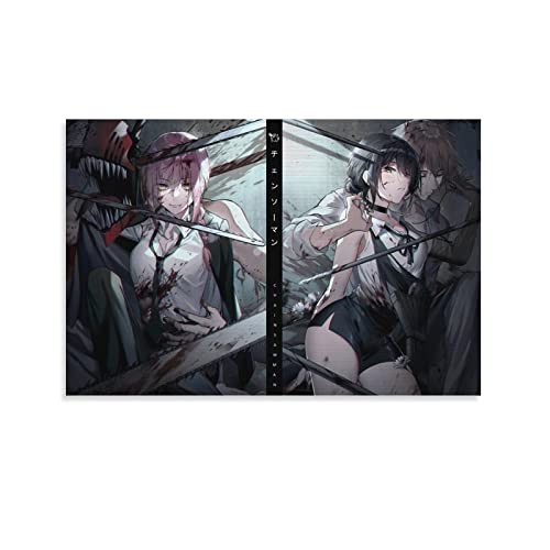 Anime Kettensägenmann Makima Reze Denji Poster Dekorative Malerei Leinwand Wandkunst Wohnzimmer Poster Schlafzimmer Malerei 50 x 75 cm Cover