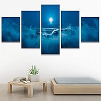 SIGNWIN 5 Panel Canvas Wall Art Astronomy & Space Contemporary Cosmic Dramatic Green Group Photography Realism Ultra for Home Decorations Ready to Hang - 60