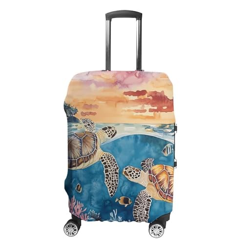 Ocean Turtles Tropical Fish Coral Luggage Covers Washable Travel Suitcase Cover Elastic Baggage Protector