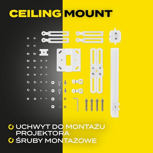 OVERMAX Uchwyt do projektora Ceiling Mount do 20 kg, regulowana długość 25 stopni, wykonany ze stali, montaż na ścianie i suficie, lekka i stabilna konstrukcja