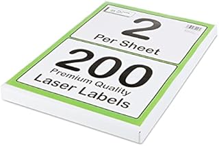 [200 Labels] Self Adhesive White Sticky Printer Labels for A4 Printer 2 per Sheet | A5 Sticky Printer 2 per A4 Sheet Address Labels | Laser Printer Labels 2 per Sheet for All Types of A4 Printer