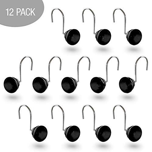 Image of Creative Scents Black Shower Curtain Hooks Decorative | Set of 12