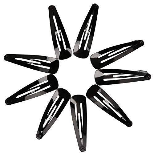 Amcami 100 Pcs 2 Inch Snap Hair Clips Hairpin Snap Barrettes for Women (Black)
