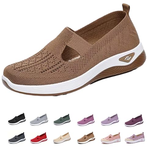 2025 New Orthowalkway Women's Shoe, Womens Orthopedic Walking Shoes, Breathable Soft Slip-on Lightweight Flat Comfort Wear Sneakers