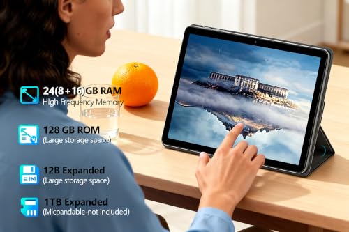 Image of 10.1 Inch Android 15 Tablet with Gemini AI, 18GB RAM 128GB ROM (1TB Expandable), Octa-Core Processor, 1280x800 IPS HD Display, 6000mAh Battery, WiFi 6, Dual 5MP /8MP Camera, Widevine L1, Black