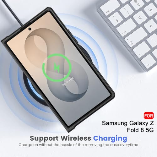 Image of TheGiftKart Hybrid Shockproof Back Cover Case for Samsung Galaxy Z Fold 8 5G Compatible with MagSafe | Hard Back Cover Case for Samsung Z Fold8 5G (PC & TPU, Translucent Smoke Matte Back, Black Sides)