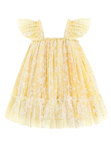 Image of Arshiner Toddler Tulle Dress for Girls Layered Tutu Ruffle Dresses Swing Twirly Fairy Summer Birthday Party Wedding Sundress