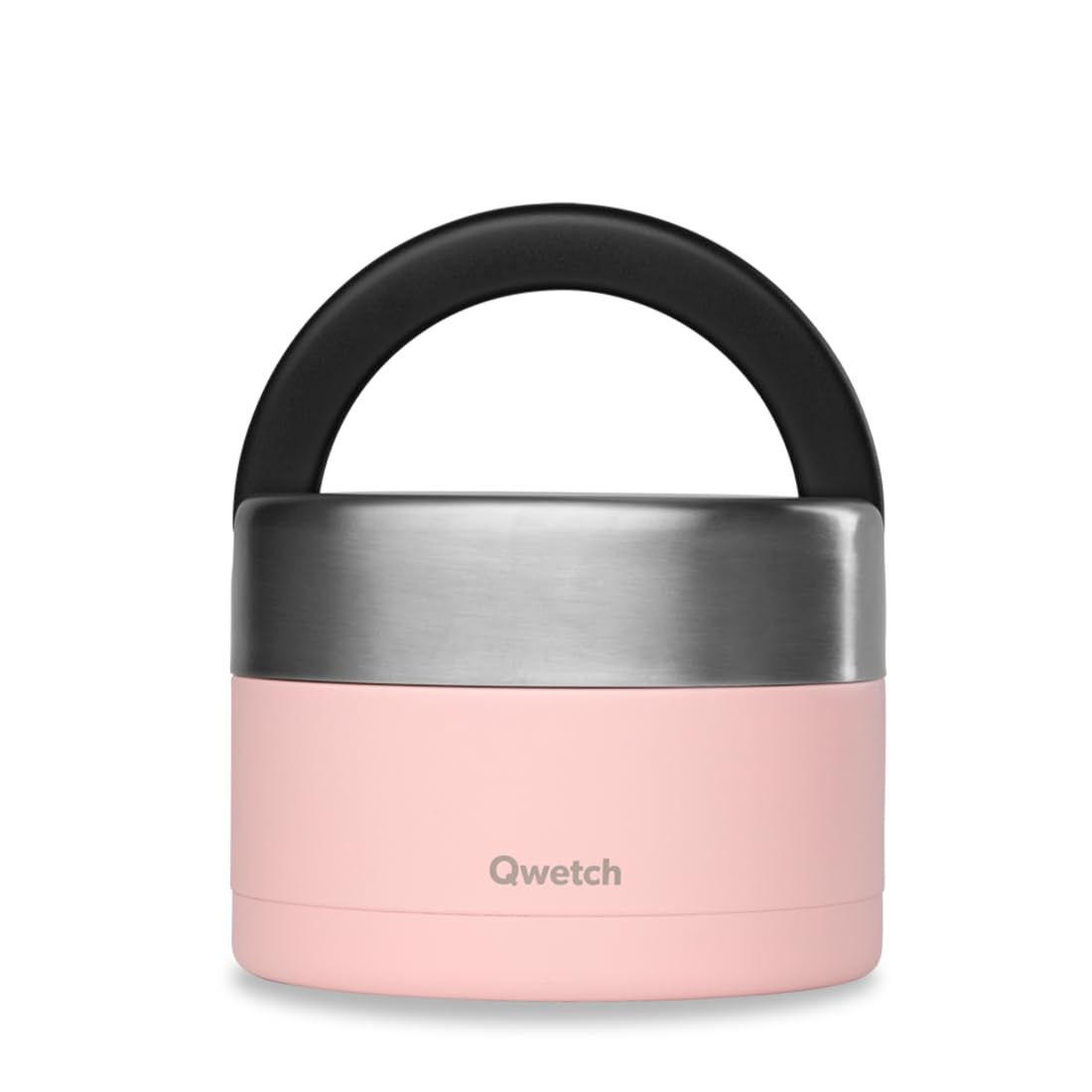 QWETCH - Fiambrera Isotérmica Inox con Asa - Acero Inoxidable 650ml Pastel Rosa- Caja Almuerzo 5h Caliente y 7h Fría - Hermética, Sin BPA y Reutilizable - Lunch Box para Oficina, Picnic, Senderismo