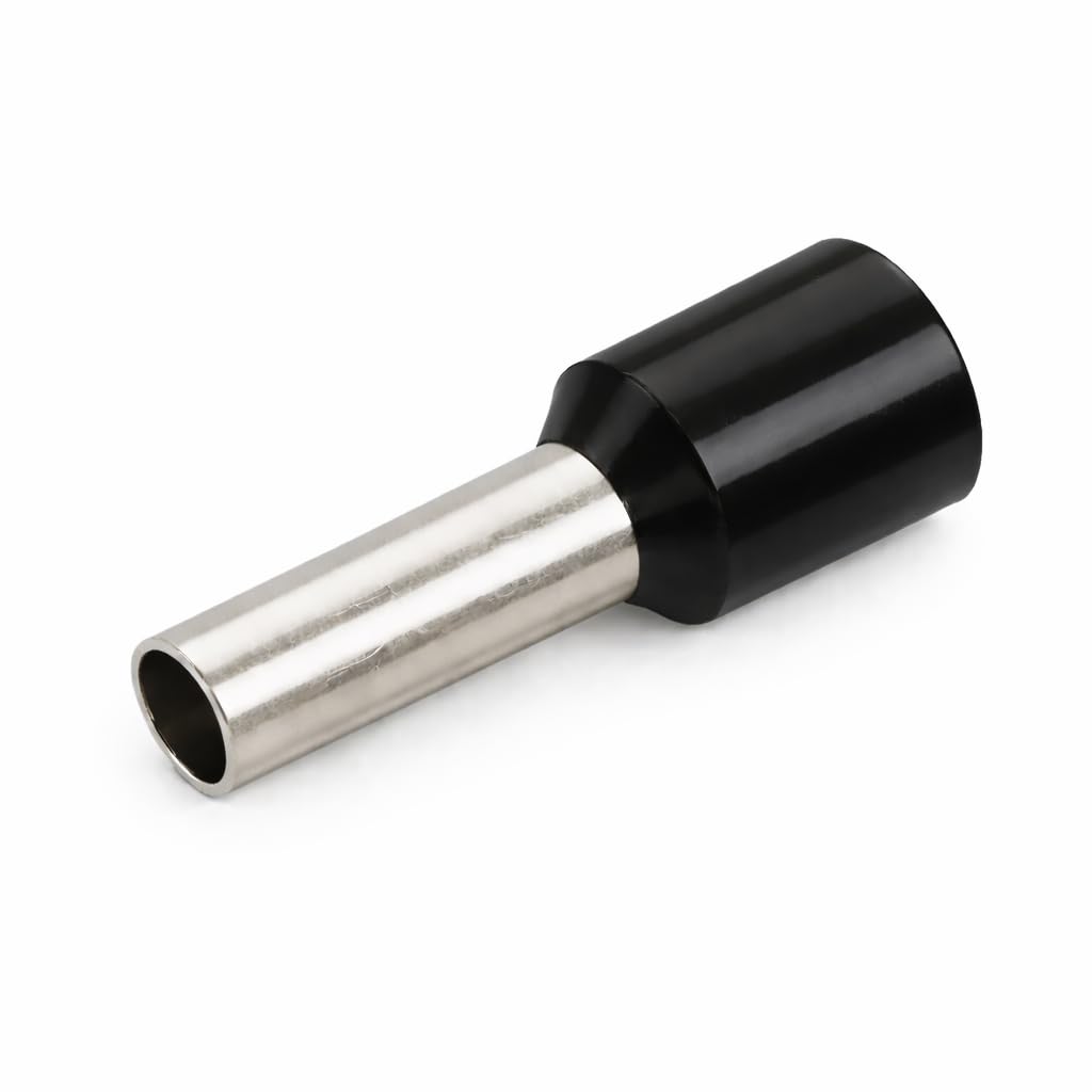 100 Punteras Huecas Aislantes Negras para Cable Eléctrico 1,5mm² - Conectores Eléctricos de Crimpado