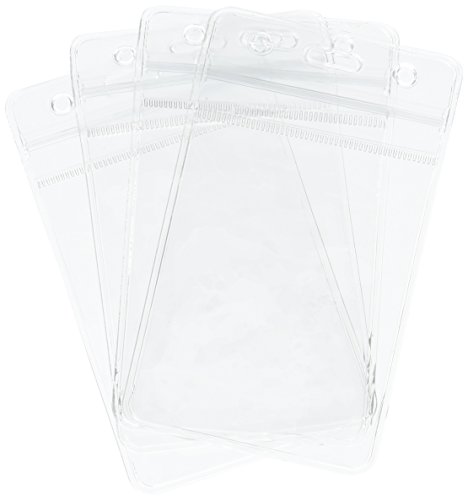 HOSL 50 Pcs Clear Plastic Vertical Name Tag Badge ID Card Holder