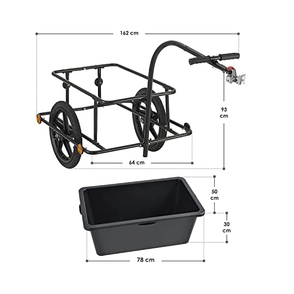 Juskys Fahrradanhänger 90 Liter - Lastenanhänger mit Kupplung, Deichsel — Anhänger für Fahrrad 40/80 kg Zuladung - Transportanhänger mit Schutzplane – Bild 7
