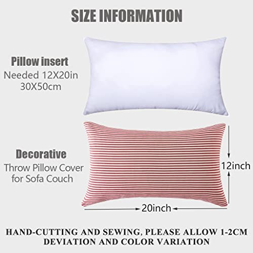 Asoonyum Red Ticking Stripe Pillow Covers 12X20 Inches Holiday Farmhouse Throw Pillow Cover Rectangular Outdoor Christmas Lumbar Pillow Covers Set Of 2 With Zip #TOP2