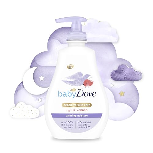 Image of Baby Dove Calming Moisture Sensitive Skin Night Time Wash, 3 Pack Hypoallergenic and Tear-Free Bath Wash, Scented, Suitable for Newborns, 400 ml (3x 13.52 oz)